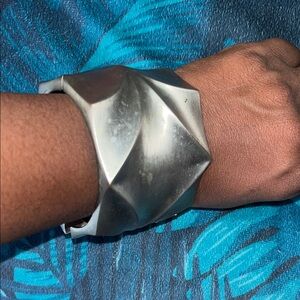Chunky Geometric Silver-Tone Cuff Bracelet